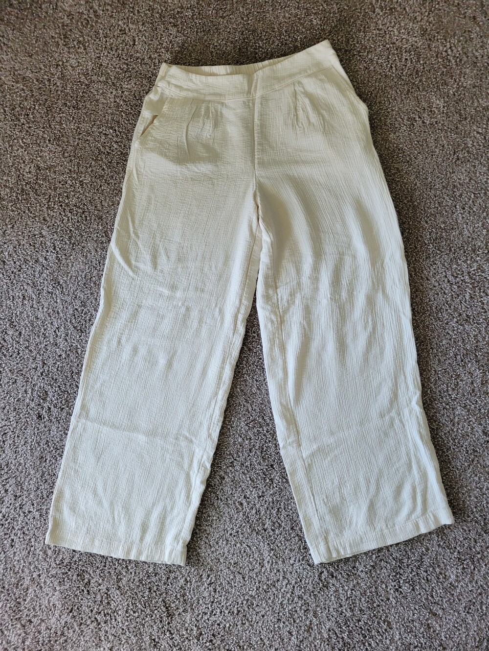 A New Day Wide Leg Pull On Pants Size M Cream Off White Rayon